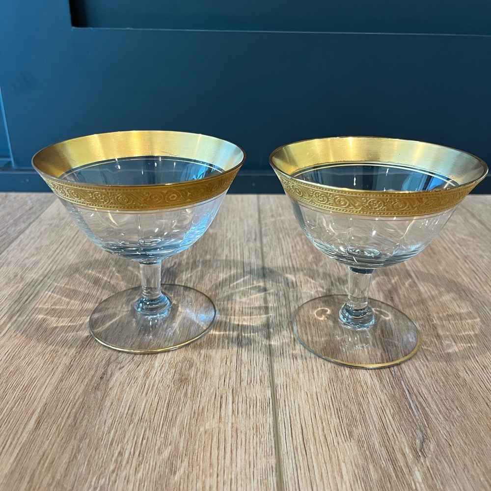 Tiffin Franciscan Minton Low Elegant Gold Rimmed Sherbet Glasses